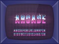 Retro arcade game machine. Screen background and font. Royalty Free Stock Photo