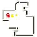 Retro arcade game scene. Pac-Man inspired digital design. Vector illustration. EPS 10. Royalty Free Stock Photo