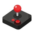 Retro arcade joystick with red buttons on black base Royalty Free Stock Photo