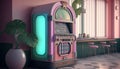 Retro arcade machine. 3D render. Vintage retro arcade machine.