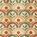 Retro Arches and Blocks Ã¢â¬\' 70s Geometric Seamless Pattern in Earth Tones for Curtains & Tablecloths Royalty Free Stock Photo