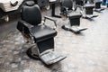 Retro armchairs in a men`s barbershop.