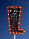 Retro arrow light banner karaoke blue background