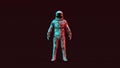 Retro Astronaut White Spacesuit with Red and Blue Moody 80s lighting