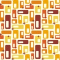 Retro Atomic capsules starburst cream yellow orange brown seamless pattern