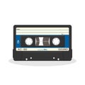 Retro audio cassette design isolated on a white background. Vintage style music storage icon. Old record player tape. Royalty Free Stock Photo