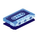 Retro Audio Cassette Tape isolated on white. Isometric Music Concept. Retro Device from 80s and 90s