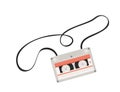 Retro audio cassette tape with tangled retro pattern vector illustration on white background