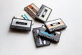 Retro audio cassette tapes on white background Royalty Free Stock Photo