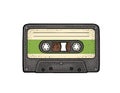 Retro audio cassette. Vintage vector black engraving illustration Royalty Free Stock Photo