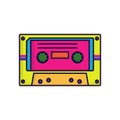 Retro audiocassette in 80`s-90`s trendy style. Vector illustration on white background.