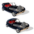 Vector set of black retro convertibles Royalty Free Stock Photo