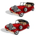 Vector set of red retro convertibles Royalty Free Stock Photo