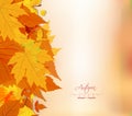 Retro autumn background with colorful leaves
