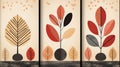 retro autumn leaves vector illustration set of three vertical banners Royalty Free Stock Photo