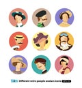 Retro Avatars cartoon people vector cartoon isolated