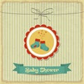 Retro baby shower card with little socks