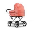 Retro baby stroller. For boy. 3d rendering. Royalty Free Stock Photo