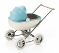 Retro baby stroller isolated on white background. 3D illustration Royalty Free Stock Photo