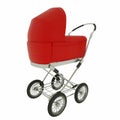 Retro baby stroller isolated on white background. 3d rendering Royalty Free Stock Photo