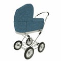 Retro baby stroller isolated on white background. 3d rendering Royalty Free Stock Photo