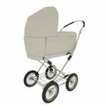 Retro baby stroller isolated on white background. 3d rendering Royalty Free Stock Photo