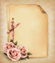 Retro background with beautiful pink rose