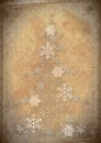 Retro background. Fur tree from snowflakes