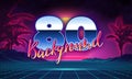 Retro background futuristic landscape 1980s style. Digital retro landscape cyber surface. 80s party background . Retro