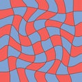 Retro background with Optical illusion, altered reality, checkered psychedelic cells. 60s, 70s style repeat for wrapping