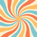 Retro background with rainbow stripes in the form of rays. Abstract colorful and textured spiral design Royalty Free Stock Photo