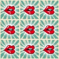 Retro background seamless lips print background