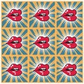 Retro background seamless lips print background