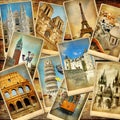 Vintage collage cards with place for text - Europe travel
