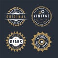 Vintage Gear Badges. Retro Mechanical Logo Set. Royalty Free Stock Photo