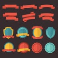 Retro badges, labels and ribbons. Vector set in flat style Royalty Free Stock Photo