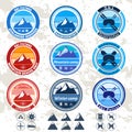 Retro badges and labels set on the theme of mountains