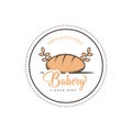Retro bakery cake logo design isolated