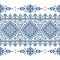 Zmijanjski vez cross stitch style vector seamless pattern - traditional textile or fabric folk art print background inspired by cr