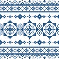 Zmijanjski vez traditional vector folk art seamless pattern - textile or fabric print design inspired by cross stitch designs from