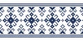 Zmijanjski vez traditional vector folk art seamless lonng horizontal pattern - textile or fabric print design inspired by cross st