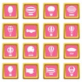 Retro balloons aircraft icons pink