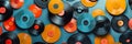 retro banner background with many vinyl records Royalty Free Stock Photo