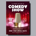 Retro Banner Of Evening Comedy Live Show Vector