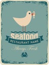 Retro banner for a seafood restaurant Royalty Free Stock Photo