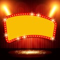 Retro banner on stage with spotlight effect background Royalty Free Stock Photo