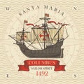 Banner with vintage sailing yacht of Columbus