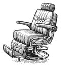 Retro barber chair isolated on white background. Barbershop, Male beauty salon. Illustration in vintage engraving style Royalty Free Stock Photo