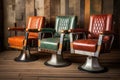 retro barbershop chairs with leather upholstery