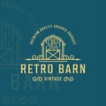 retro barn logo line art vector illustration template icon graphic design. farm house livestock sign or symbol for professional Royalty Free Stock Photo